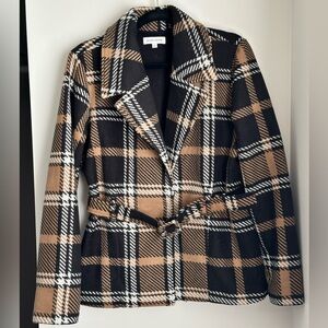 Ellen Reyes Plaid Jacket With Belted Waist